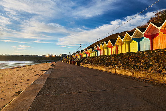 Scarborough North Bay Beach Huts at Sunrise