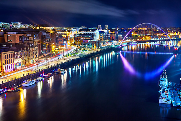 Millennium Bridge Newcastle At Night